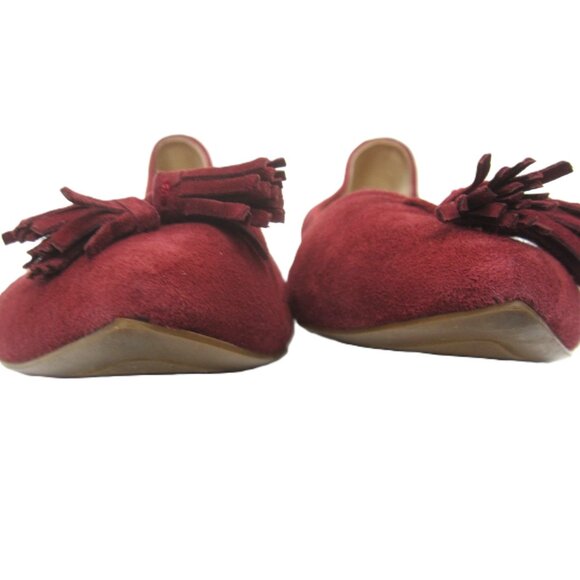 J. Crew Lottie 7.5M Warm Burgundy Maroon Suede Leather Flats Slip Ons - Picture 6 of 11